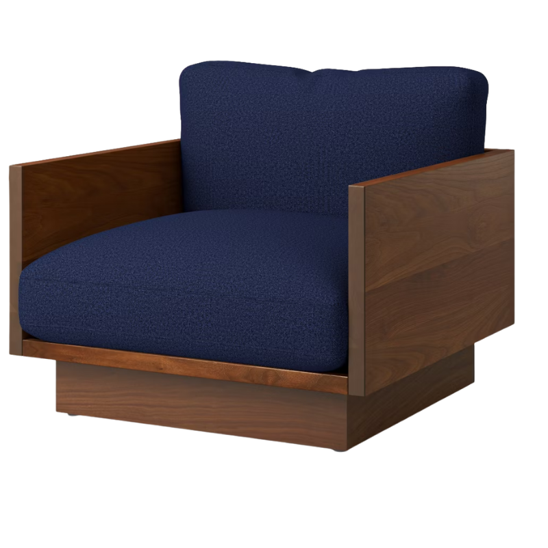 The Tudor Walnut Pawson Drift Lounge Chair from Herman Miller with beck inkpad upholstery.