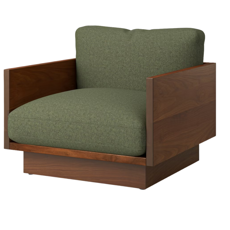The Tudor Walnut Pawson Drift Lounge Chair from Herman Miller with beck woodlet upholstery.