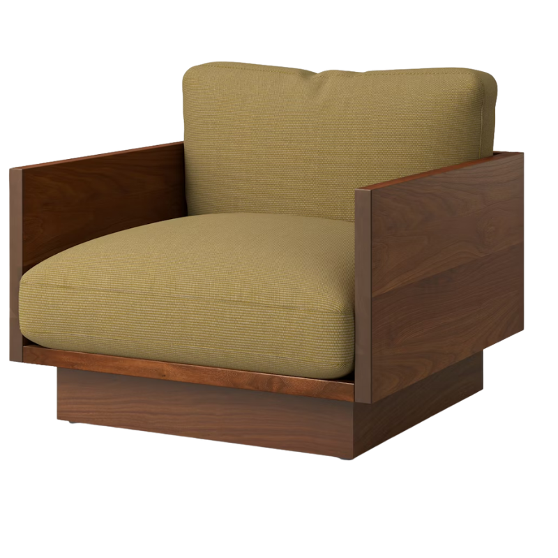 The Tudor Walnut Pawson Drift Lounge Chair from Herman Miller with isa plains upholstery.