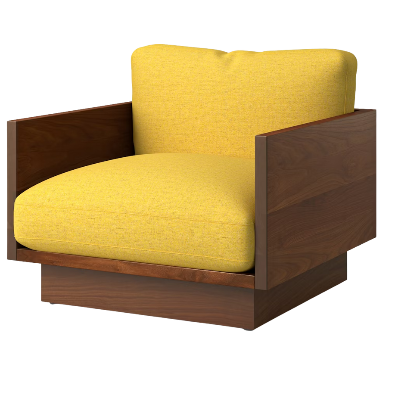 The Tudor Walnut Pawson Drift Lounge Chair from Herman Miller with luce clarion upholstery.