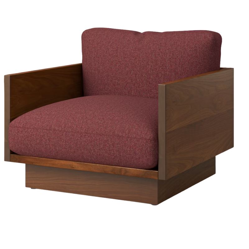 The Tudor Walnut Pawson Drift Lounge Chair from Herman Miller with luce coulis upholstery.
