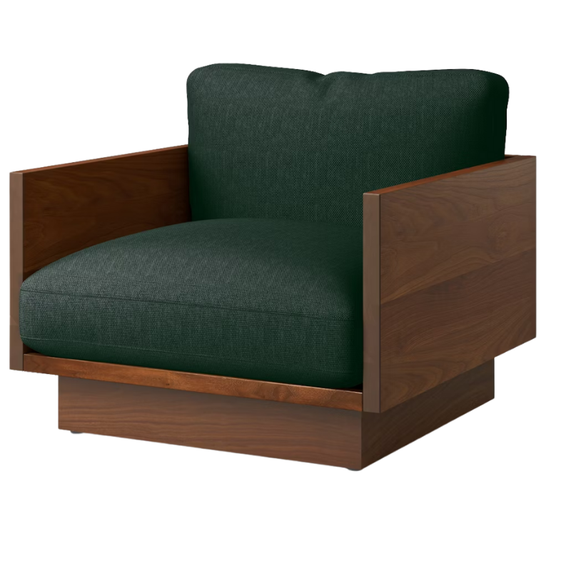 The Tudor Walnut Pawson Drift Lounge Chair from Herman Miller with mode outdoors upholstery.