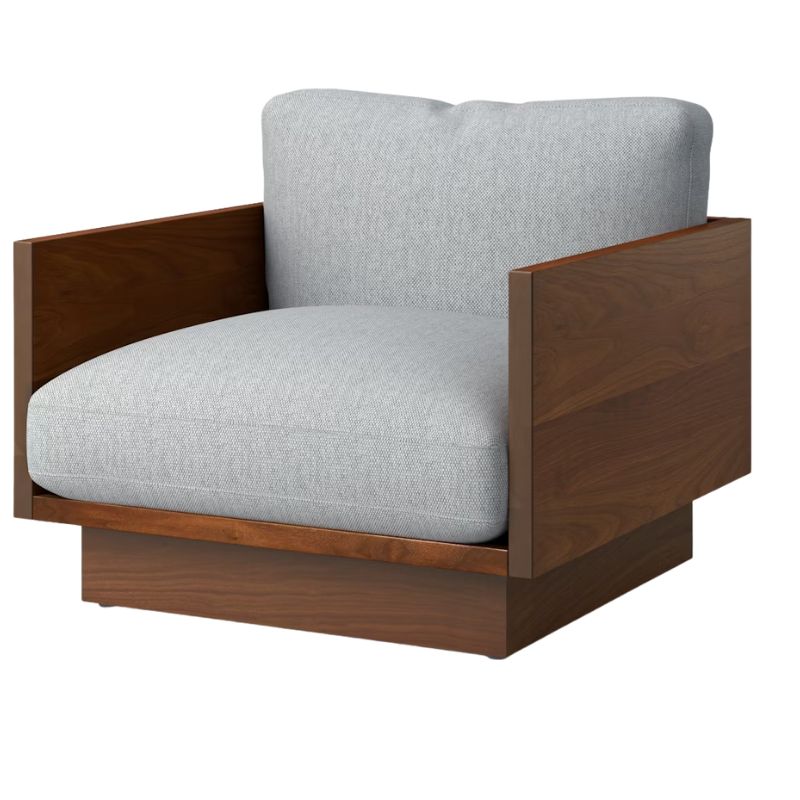 The Tudor Walnut Pawson Drift Lounge Chair from Herman Miller with mode surf upholstery.