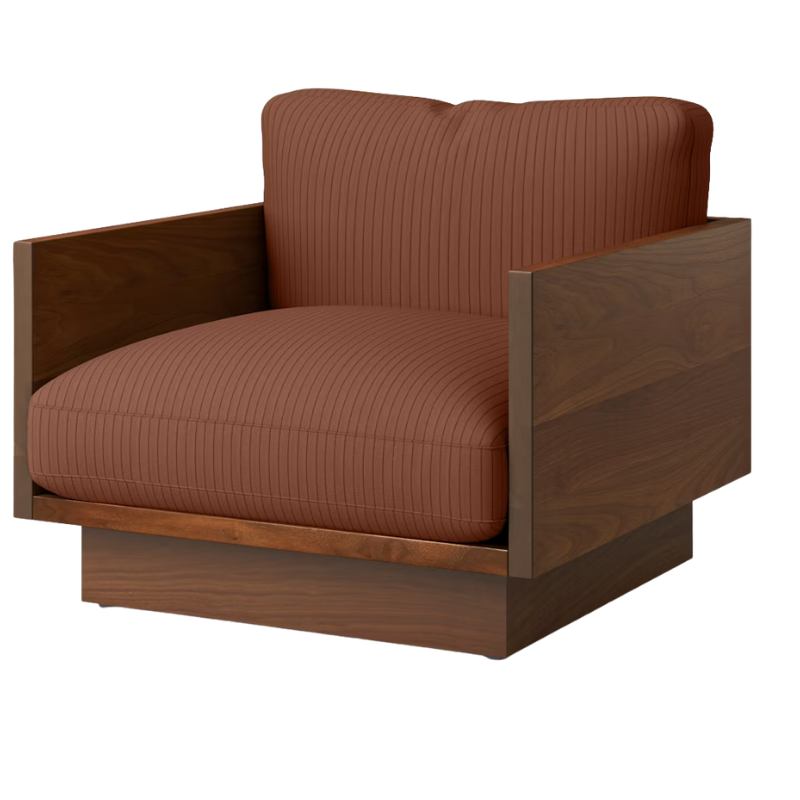 The Tudor Walnut Pawson Drift Lounge Chair from Herman Miller with passage contessa upholstery.