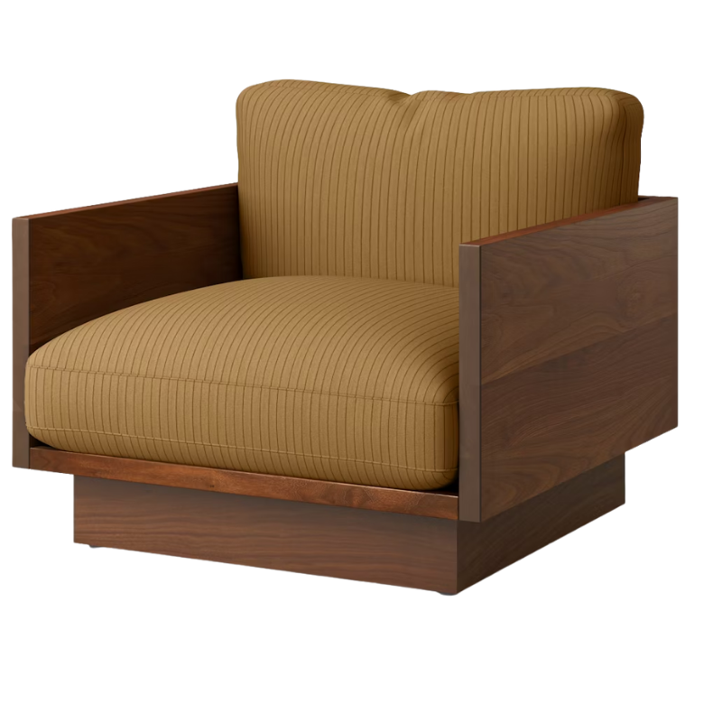 The Tudor Walnut Pawson Drift Lounge Chair from Herman Miller with passage maple upholstery.