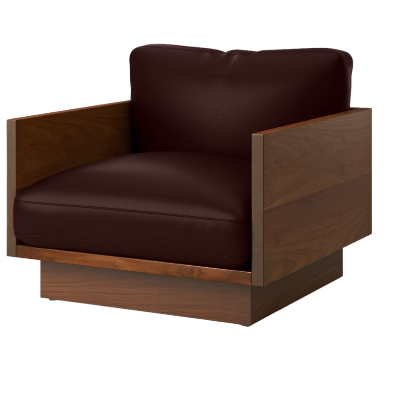The Tudor Walnut Pawson Drift Lounge Chair from Herman Miller with raise leather centurion upholstery.
