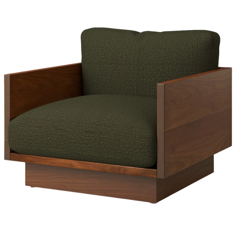 The Tudor Walnut Pawson Drift Lounge Chair from Herman Miller with rowan arboretum upholstery.