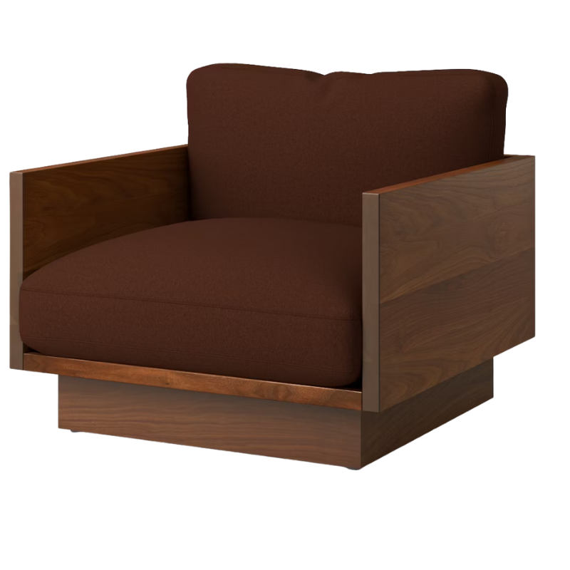The Tudor Walnut Pawson Drift Lounge Chair from Herman Miller with tempo velvet burgundy upholstery.