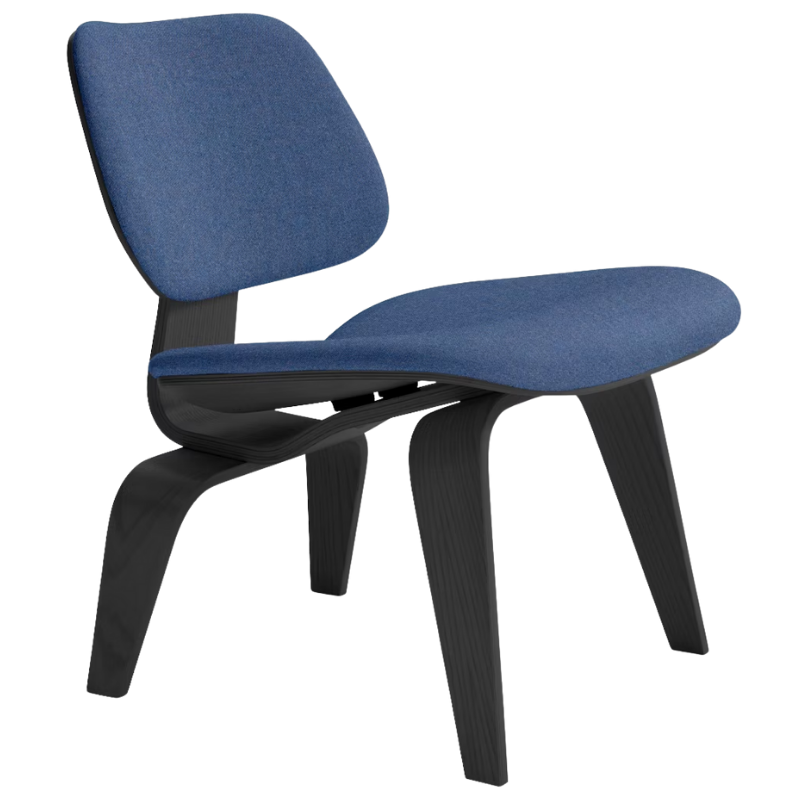 The Upholstered Ebony Eames Molded Plywood Lounge Chair Wood Base from Herman Miller with luce alkali upholstery.