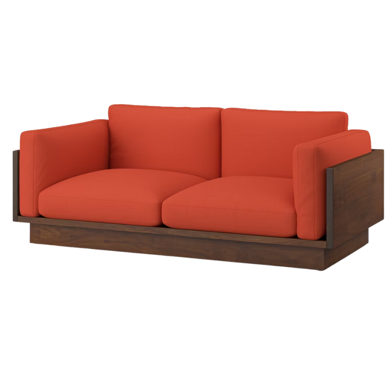 The Tudor Walnut Pawson Drift 80" Sofa from Herman Miller with beck curio upholstery.