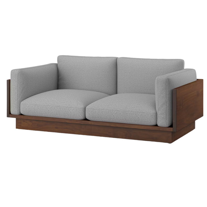The Tudor Walnut Pawson Drift 80" Sofa from Herman Miller with beck foundry upholstery.