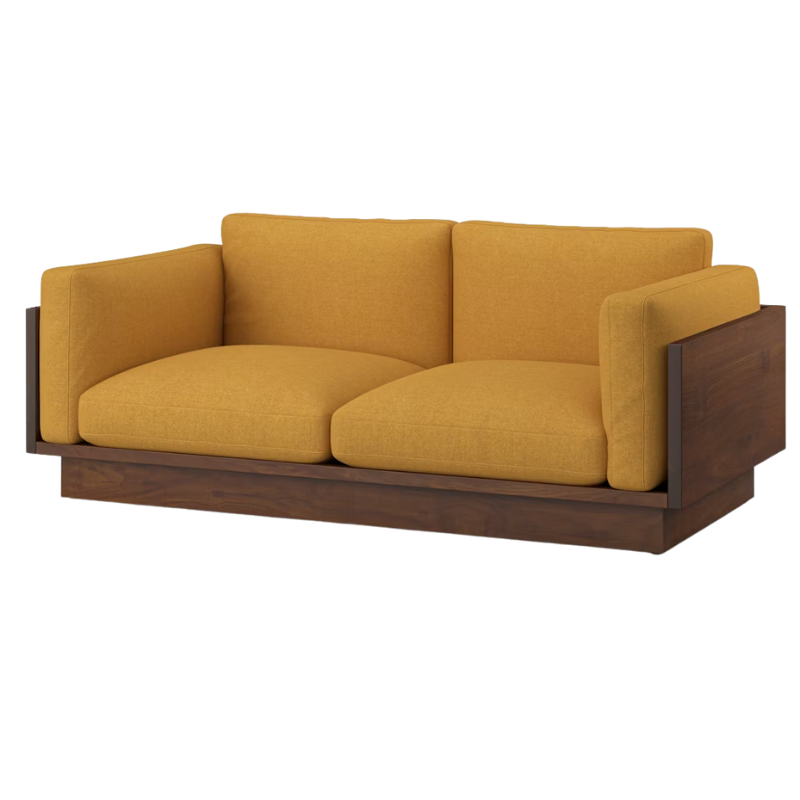 The Tudor Walnut Pawson Drift 80" Sofa from Herman Miller with beck retrospect upholstery.