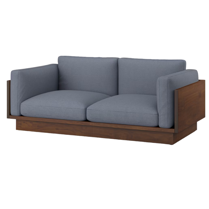 The Tudor Walnut Pawson Drift 80" Sofa from Herman Miller with isa oceanic upholstery.