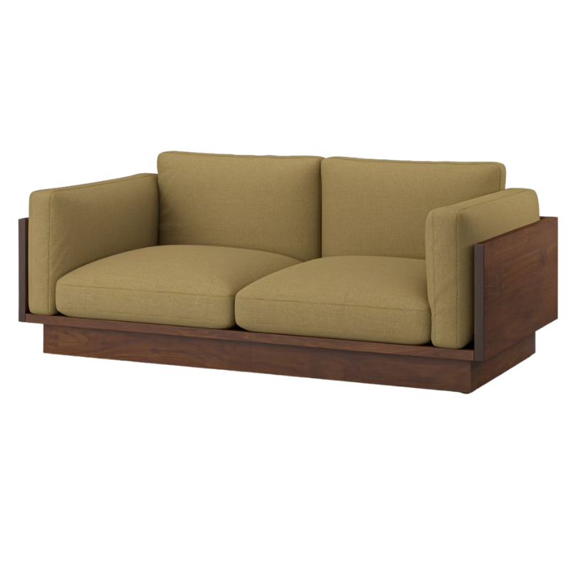 The Tudor Walnut Pawson Drift 80" Sofa from Herman Miller with isa plains upholstery.