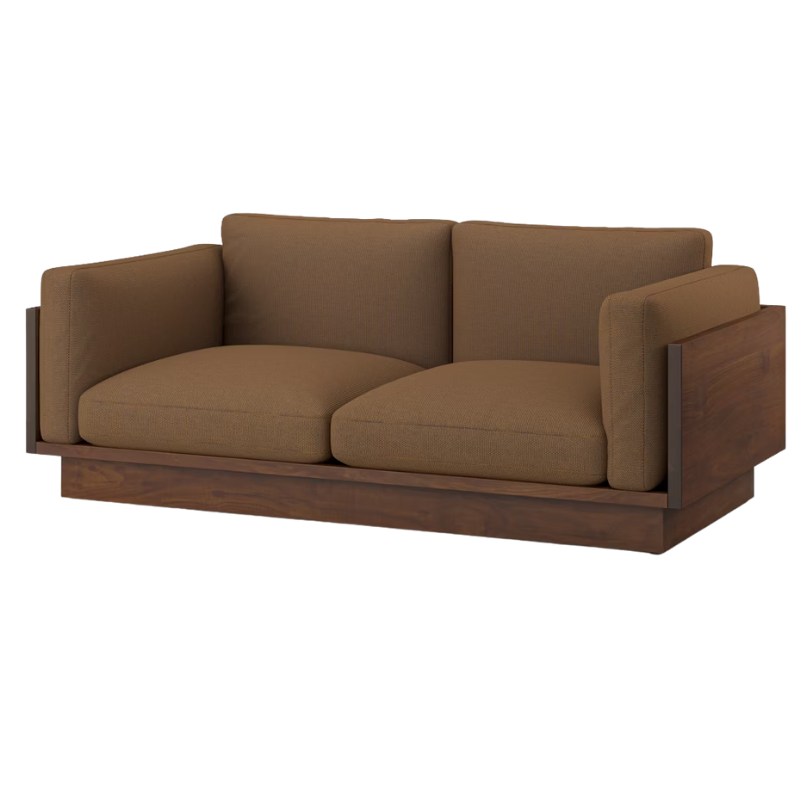 The Tudor Walnut Pawson Drift 80" Sofa from Herman Miller with isa surrond upholstery.
