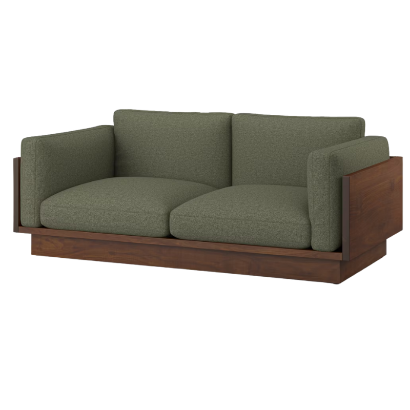 The Tudor Walnut Pawson Drift 80" Sofa from Herman Miller with luce agrarian upholstery.