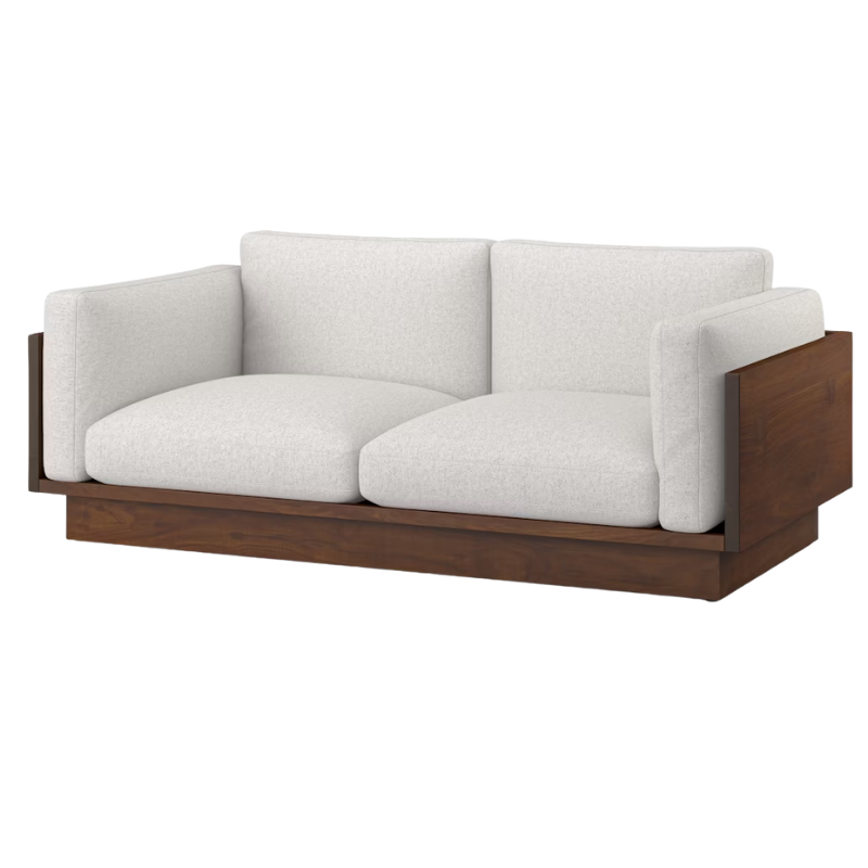 The Tudor Walnut Pawson Drift 80" Sofa from Herman Miller with luce blanched upholstery.