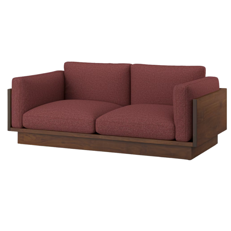 The Tudor Walnut Pawson Drift 80" Sofa from Herman Miller with luce coulis upholstery.