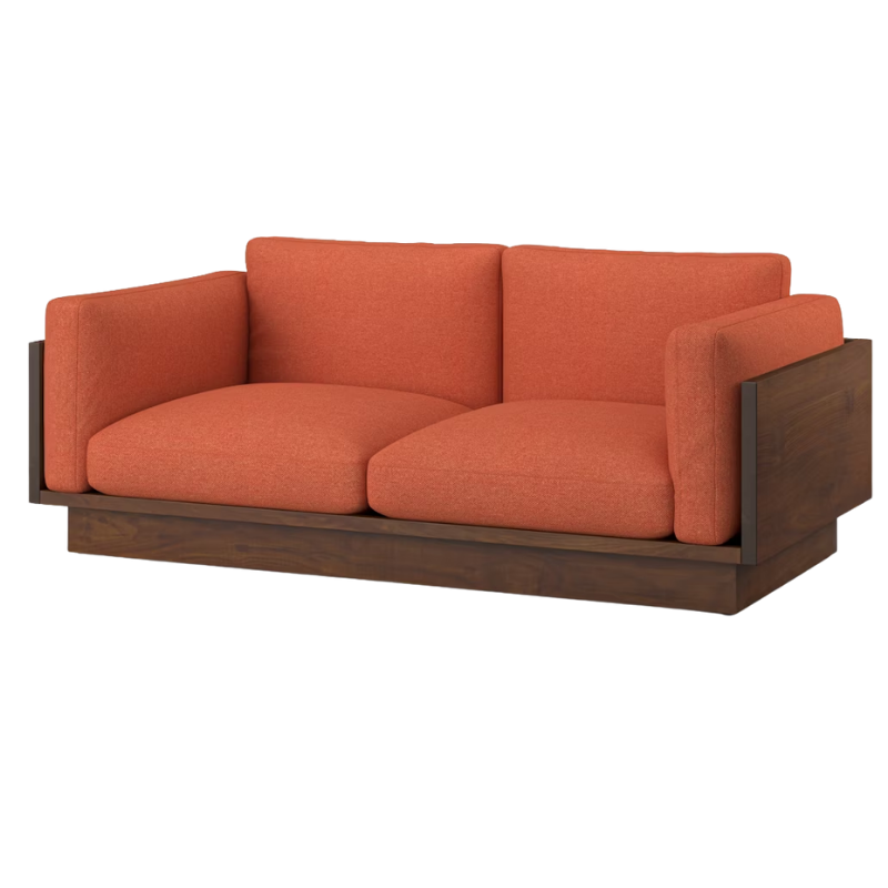 The Tudor Walnut Pawson Drift 80" Sofa from Herman Miller with luce swelter upholstery.
