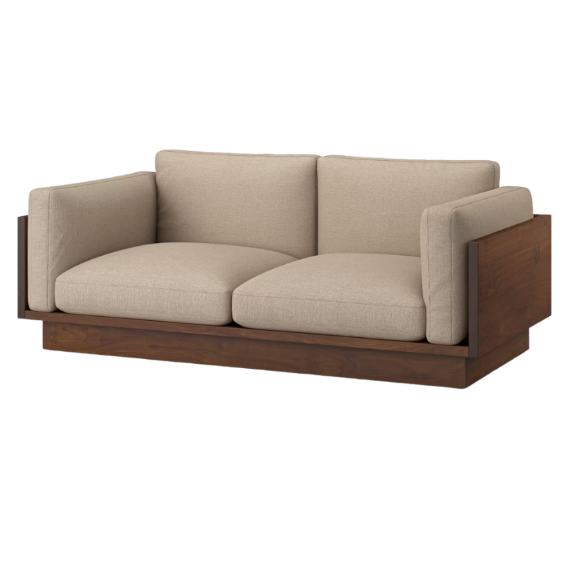 The Tudor Walnut Pawson Drift 80" Sofa from Herman Miller with mode basket upholstery.