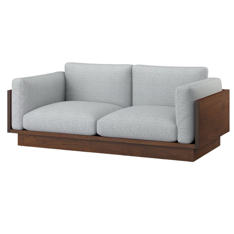 The Tudor Walnut Pawson Drift 80" Sofa from Herman Miller with mode surf upholstery.