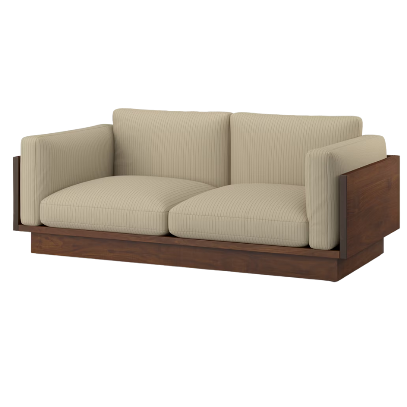 The Tudor Walnut Pawson Drift 80" Sofa from Herman Miller with passage bentonite upholstery.