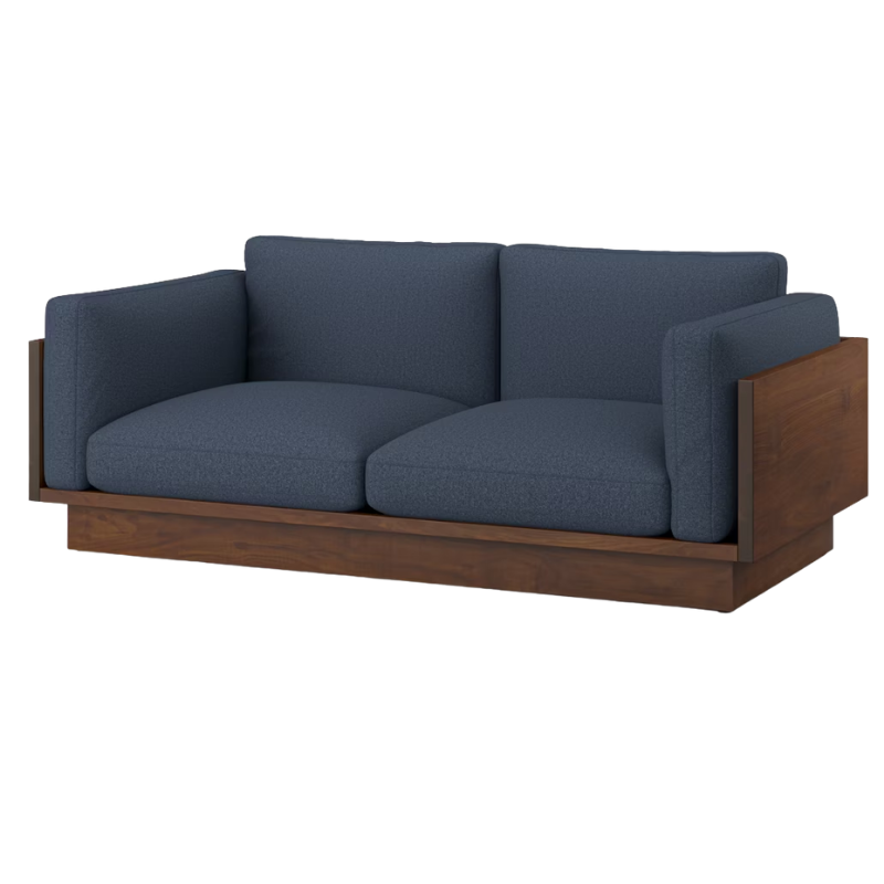 The Tudor Walnut Pawson Drift 80" Sofa from Herman Miller with tempo velvet ambience upholstery.