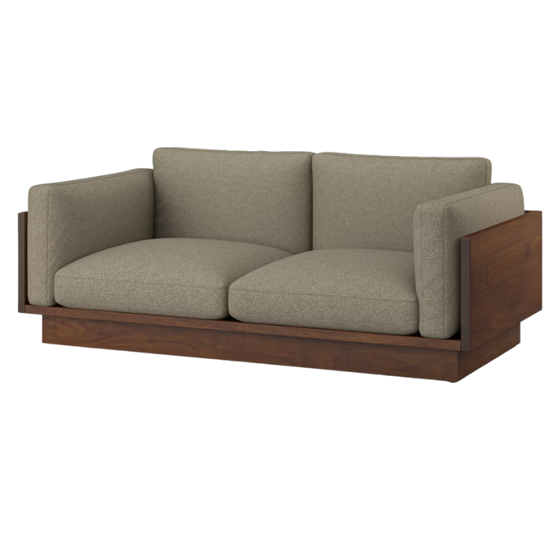 The Tudor Walnut Pawson Drift 80" Sofa from Herman Miller with whim rye upholstery.