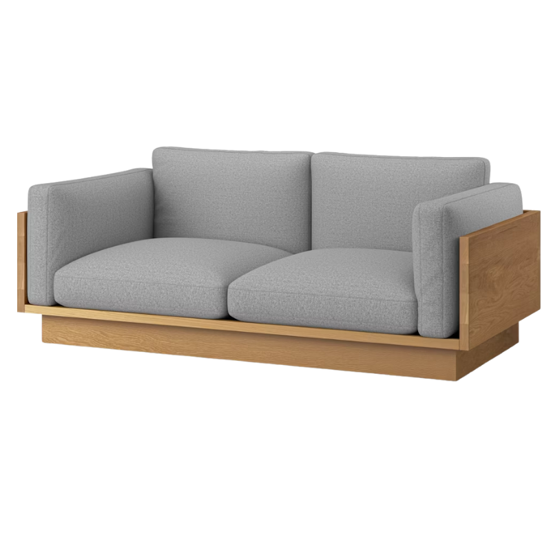 The White Oak Pawson Drift 80" Sofa from Herman Miller with beck foundry upholstery.