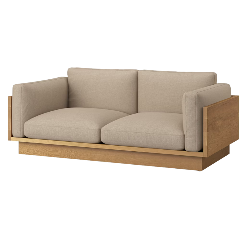 The White Oak Pawson Drift 80" Sofa from Herman Miller with mode basket upholstery.
