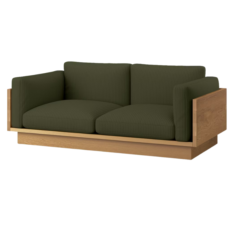 The White Oak Pawson Drift 80" Sofa from Herman Miller with passage lacinato upholstery.