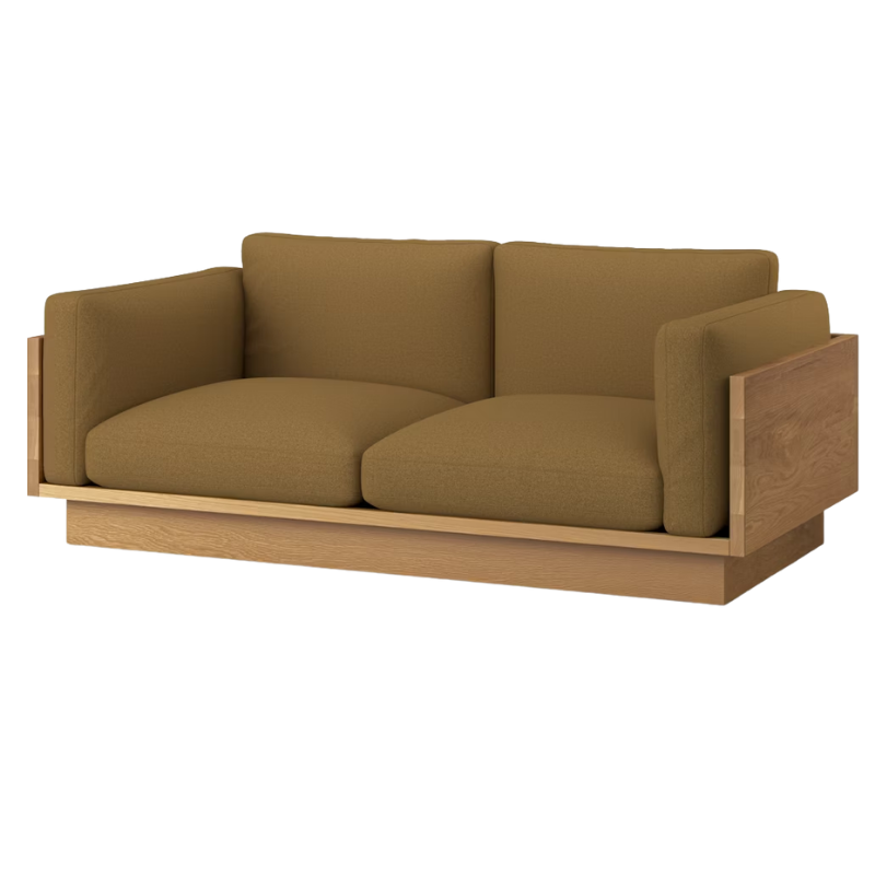 The White Oak Pawson Drift 80" Sofa from Herman Miller with tempo velvet gazelle upholstery.