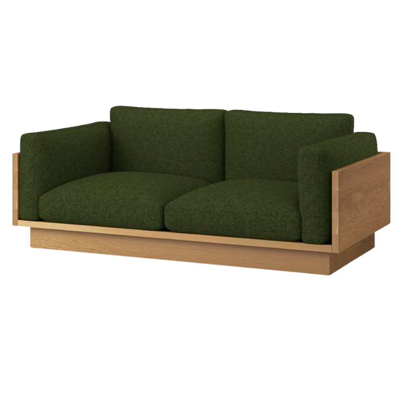 The White Oak Pawson Drift 80" Sofa from Herman Miller with whim fir upholstery.