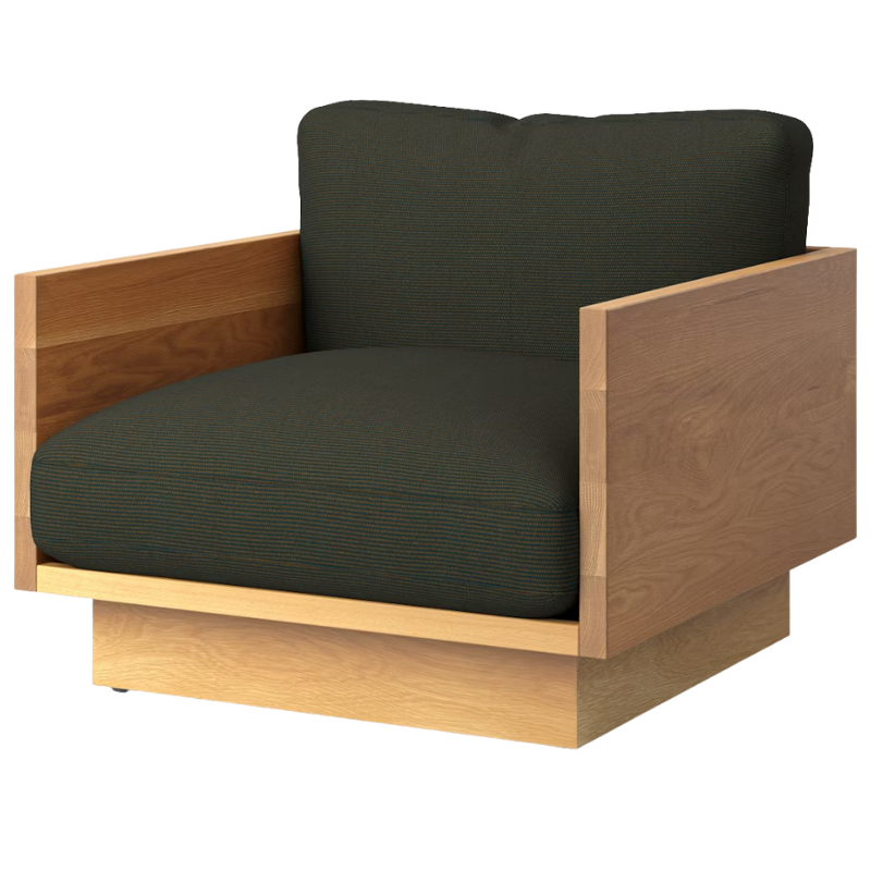 The White Oak Pawson Drift Lounge Chair from Herman Miller with isa connect upholstery.