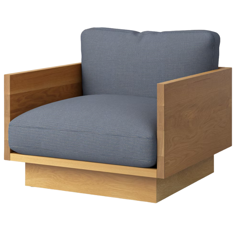 The White Oak Pawson Drift Lounge Chair from Herman Miller with isa oceanic upholstery.