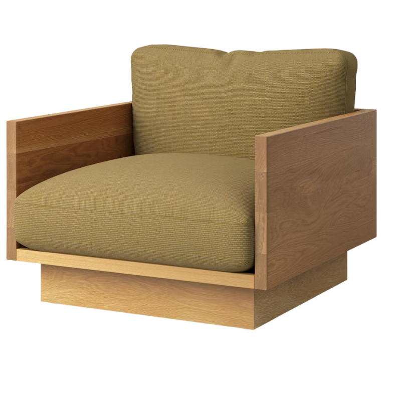 The White Oak Pawson Drift Lounge Chair from Herman Miller with isa plains upholstery.
