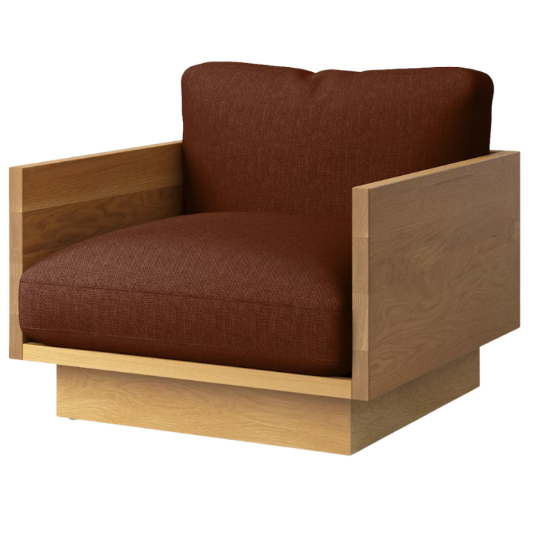 The White Oak Pawson Drift Lounge Chair from Herman Miller with mode pathway upholstery.