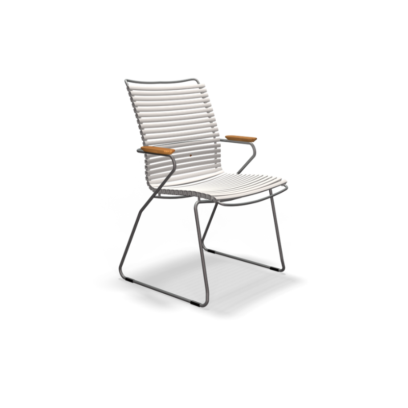 The muted white Click Outdoor Dining Chair Tall Back by Houe.