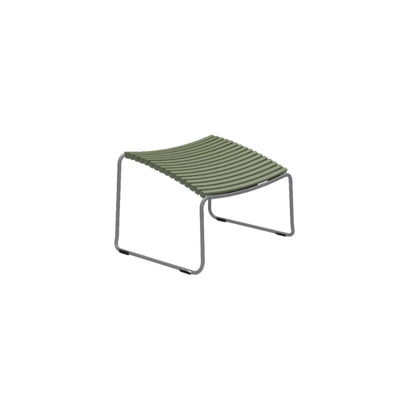 The olive green Click Outdoor Footrest by Houe.