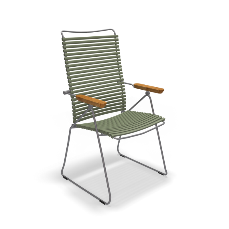 The olive green Click Outdoor Position Chair by Houe.