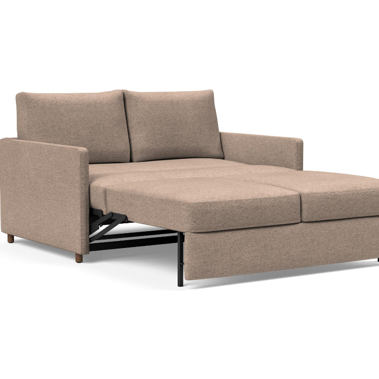 Innovation Living Neah Full size sofa bed with thin arms with bed pulled out