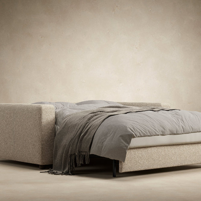 Innovation Living Neah Full Size Sofa Bed with standard arms in Halifax Antique 366 upholstery with bed pulled out. all-groups