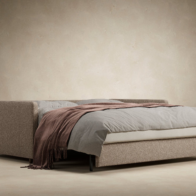 Innovation Living Neah King Size Sofa Bed with Slim Arms in Halifax Wicker with bed open