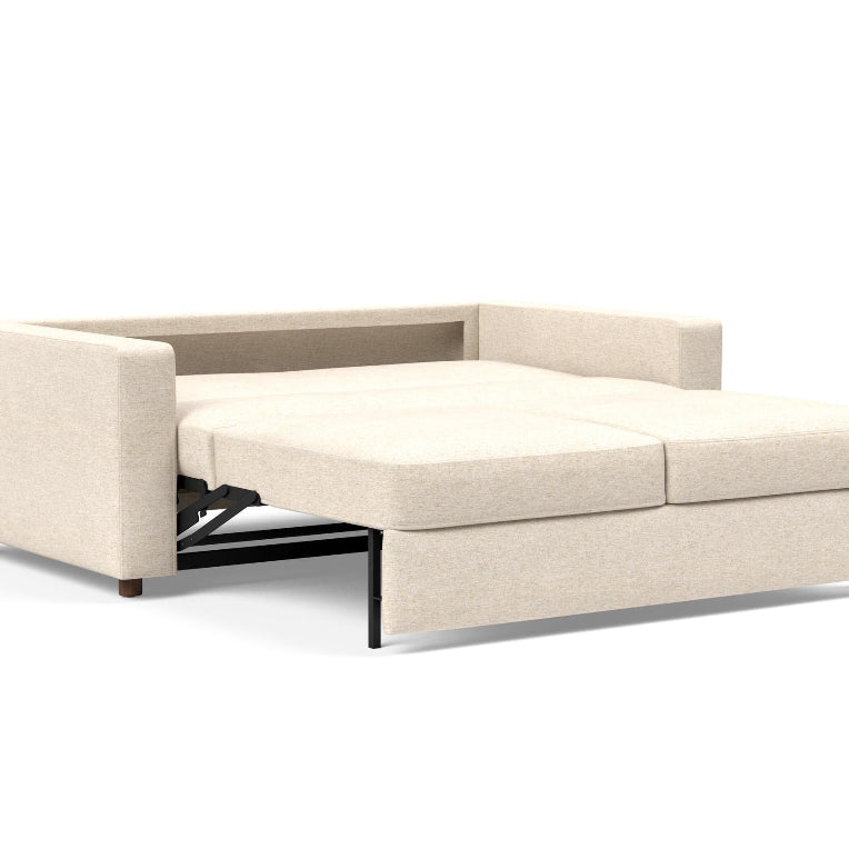 Innovation Living Neah Queen Bed with Standard Arms in Halifax Shell 365 with bed pulled out.