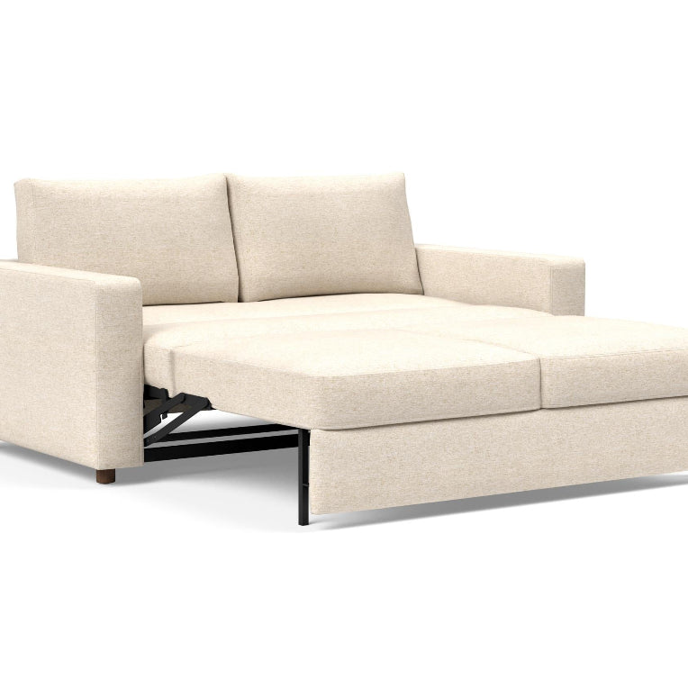 Innovation Living Neah Queen Bed with Standard Arms in Halifax Shell 365 with bed pulled out.