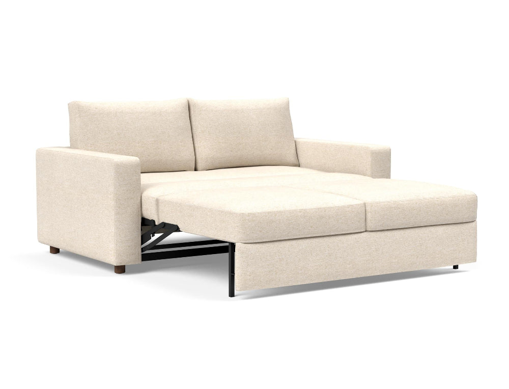 Innovation Living Neah Queen Bed with Standard Arms in Halifax Shell 365 with bed pulled out.