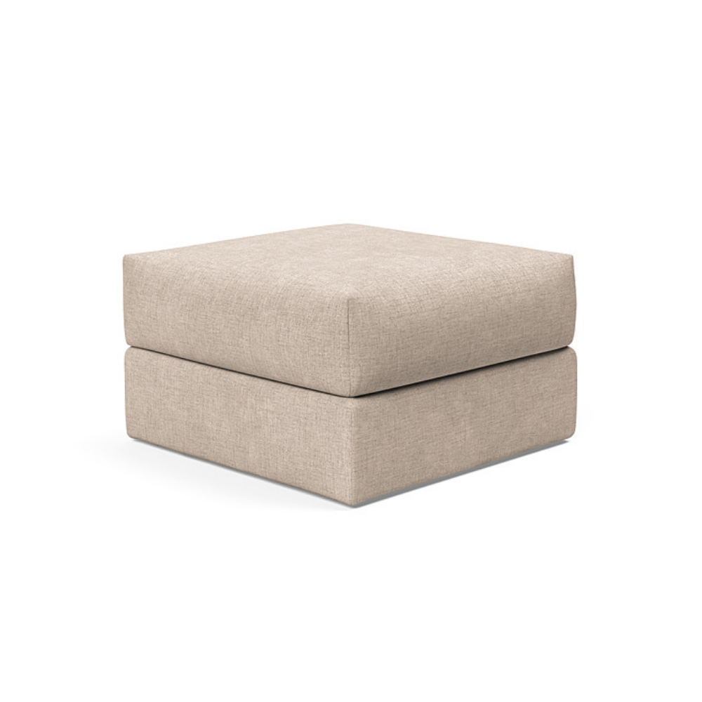 The Cornila Ottoman from Innovation Living with adario taupe 257 upholstery.