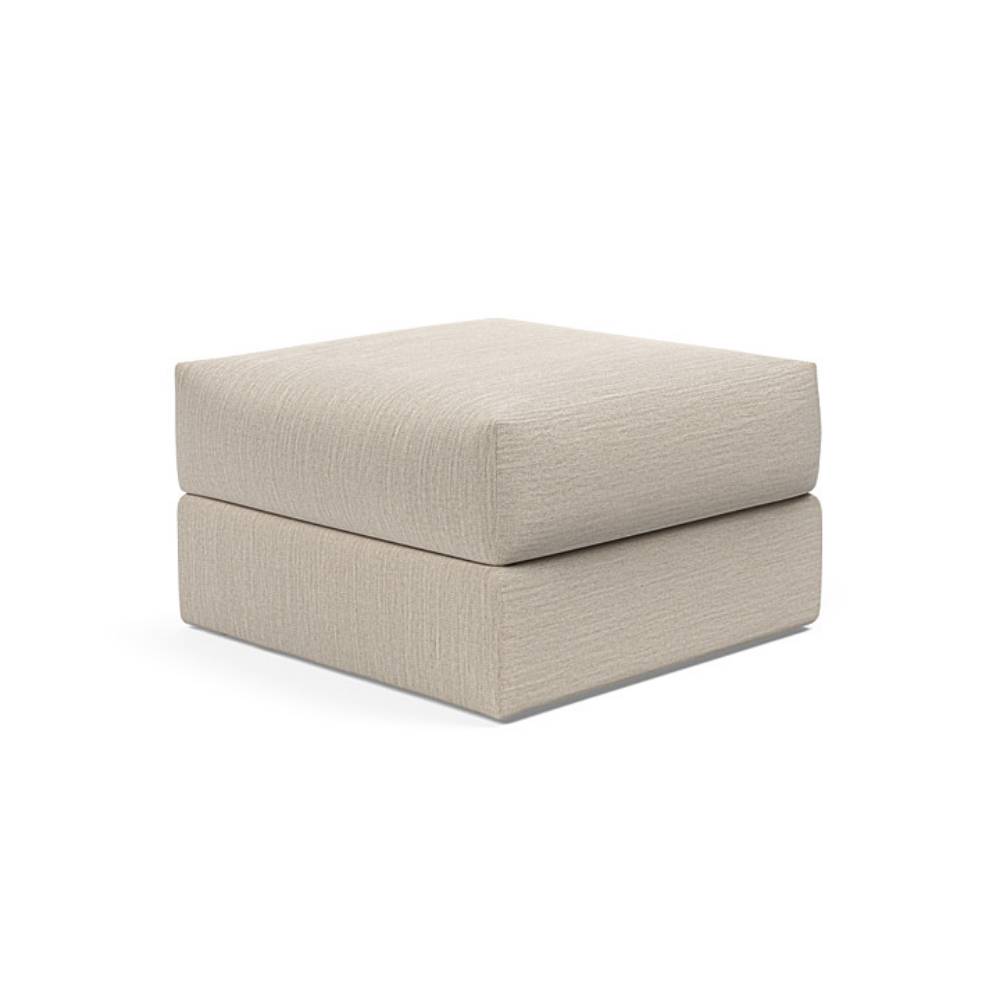 The Cornila Ottoman from Innovation Living with blida dand grey 612 upholstery.