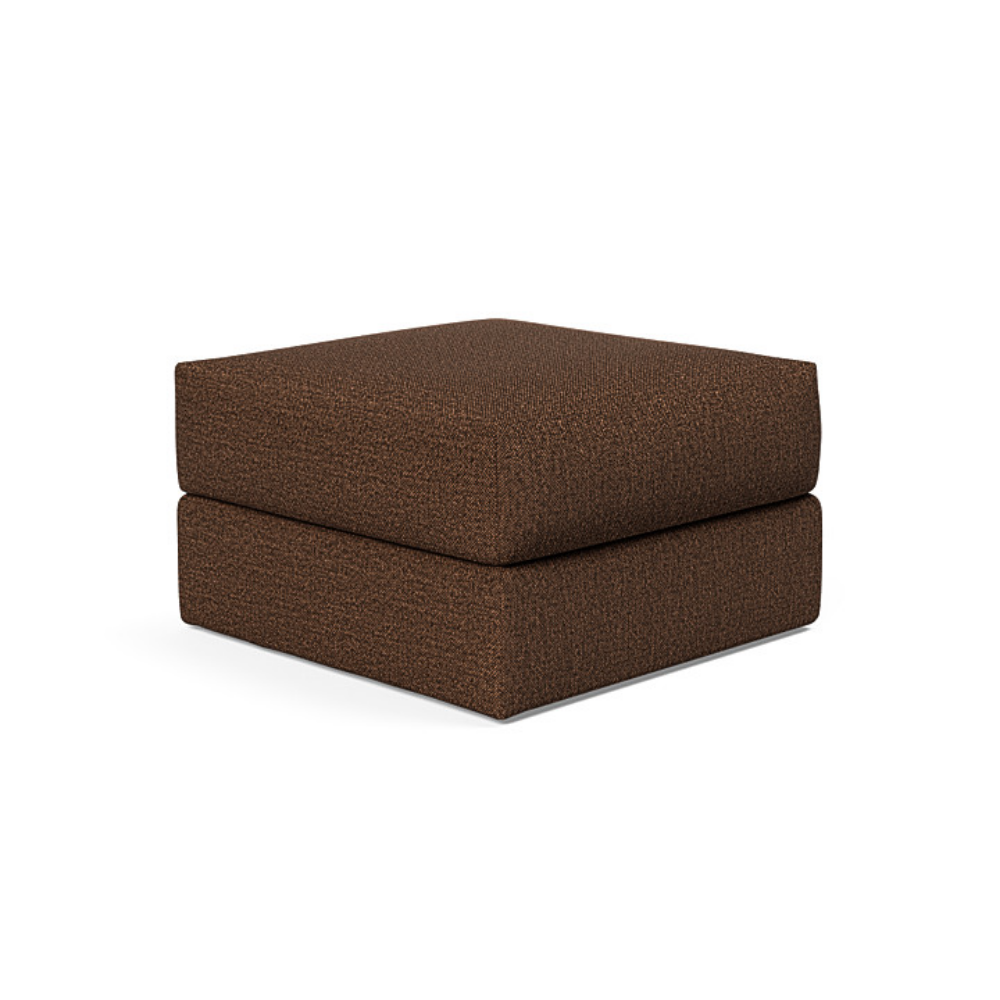 The Cornila Ottoman from Innovation Living with taura cappuccino 359 upholstery.