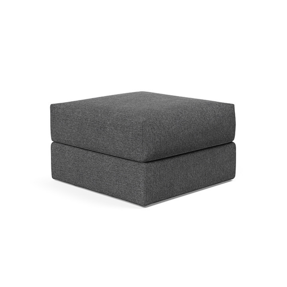 The Cornila Ottoman from Innovation Living with taura deep grey 350 upholstery.